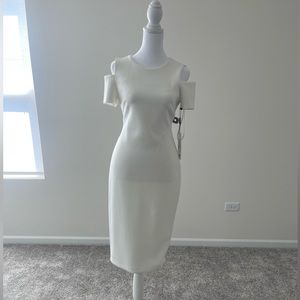 Calvin Klein Midi White Cold Shoulder Dress